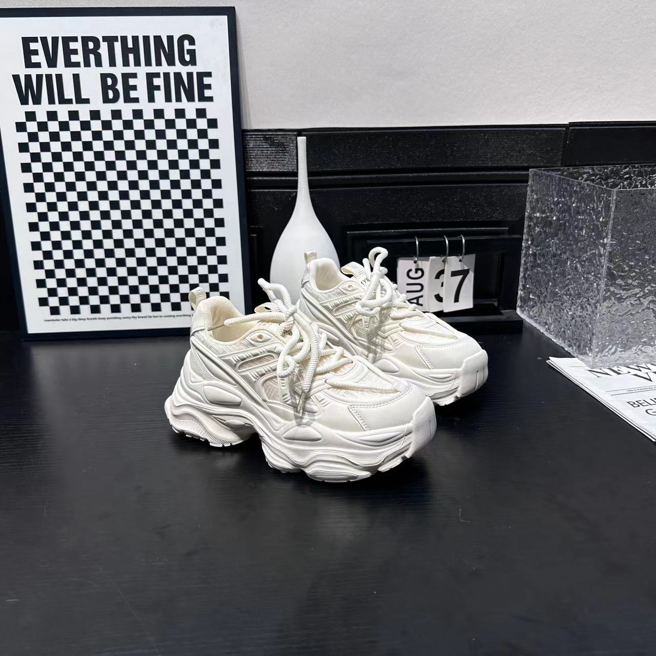 秋季新款冷粘工艺潮流系带透气防水厚底女款网红老爹鞋X 检 81552