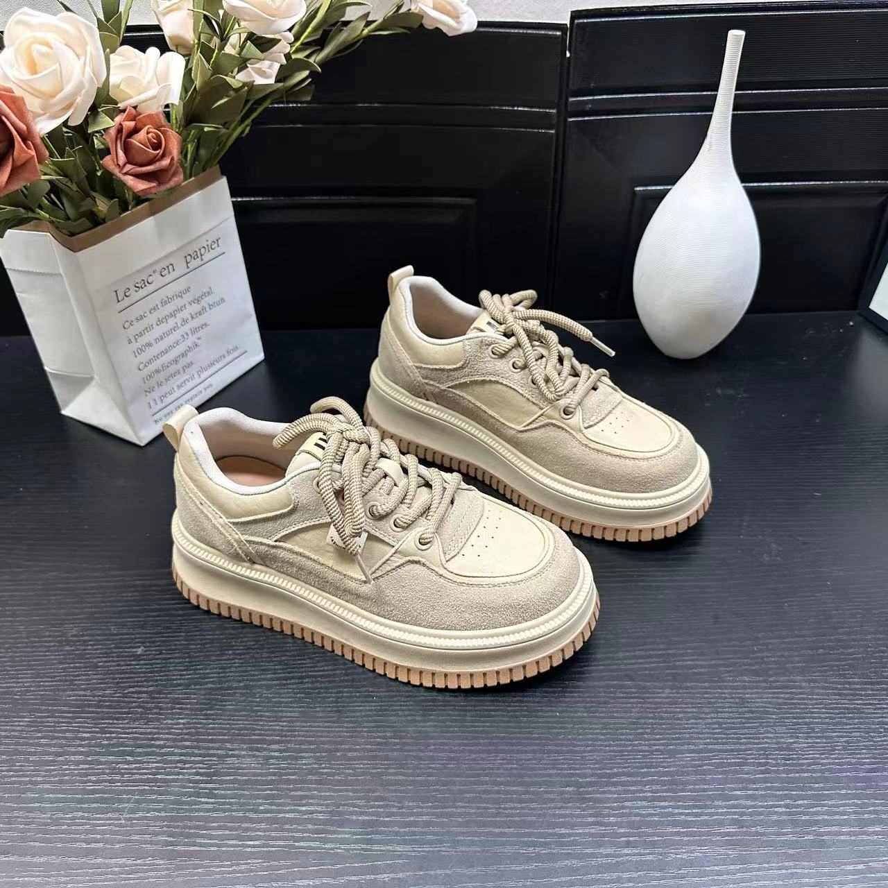 春季新款低帮系带百搭潮鞋时尚平底韩版休闲板鞋 X 检 89132