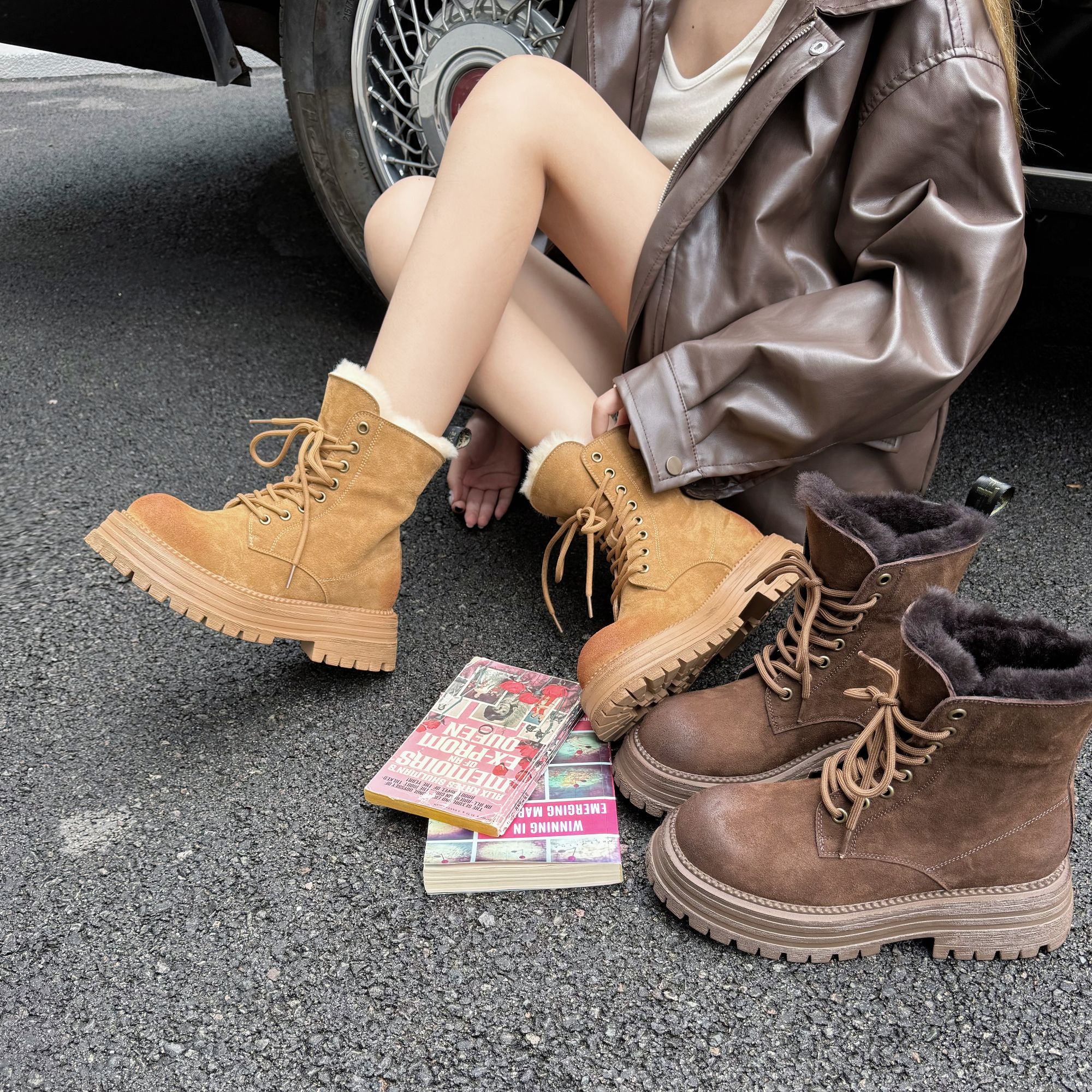 【半梦】冬季新款大黄靴加绒时尚休闲厚底加厚马丁靴 X 检 0620-1