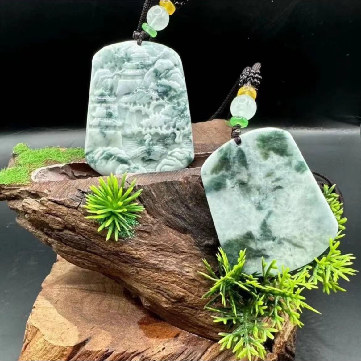 GS651天然缅甸A货翡翠zf 雕刻精美大气山水