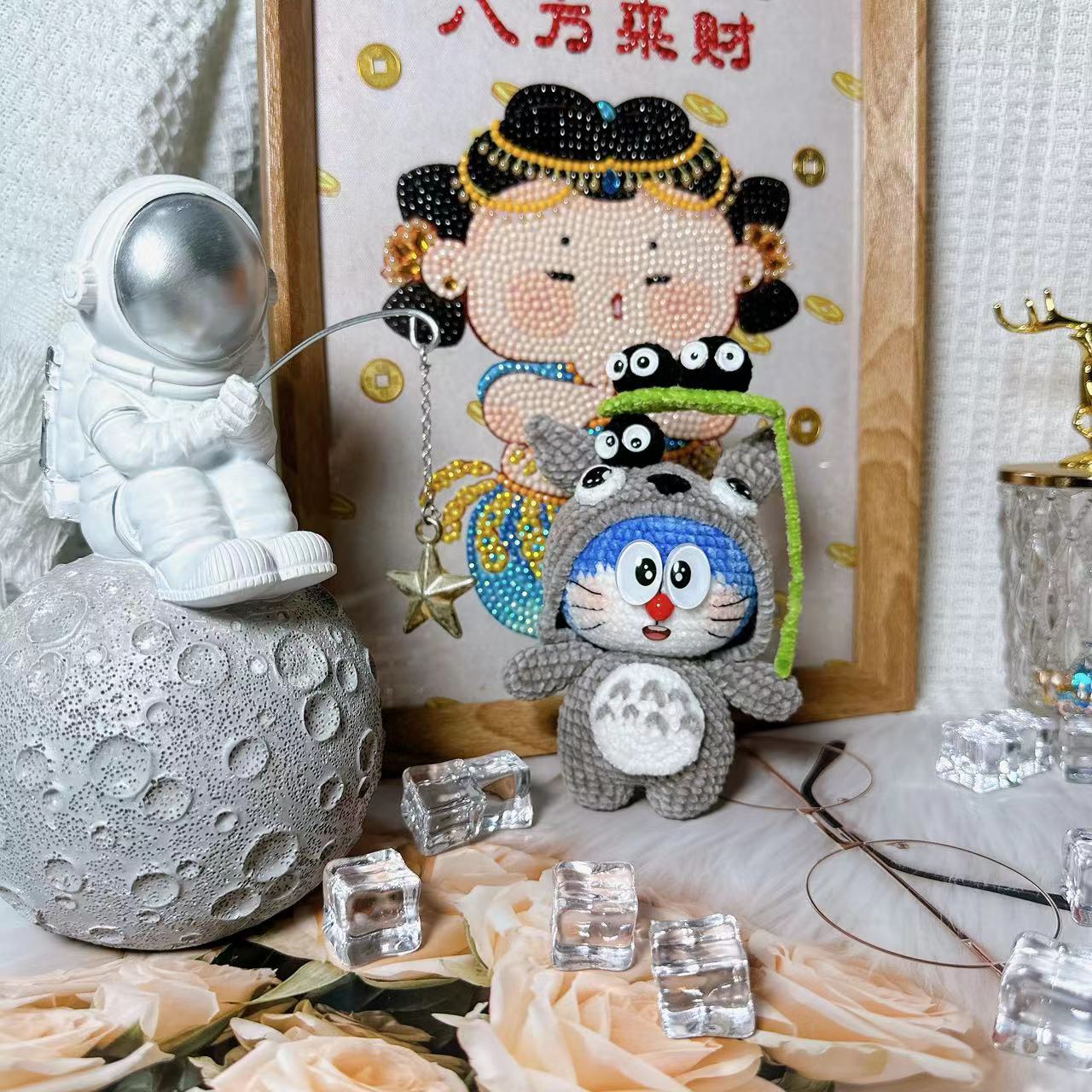 【南三暖手作】变装哆啦系列卡通龙猫史迪仔毛线玩偶纯手工钩织成品