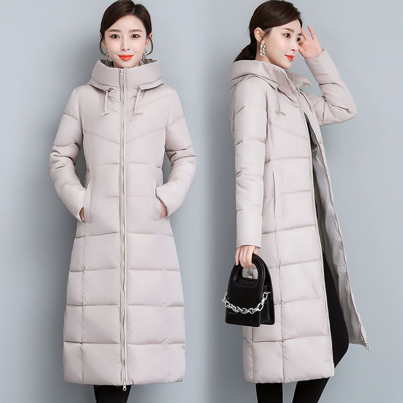 艾莱依秋冬新款羽绒棉服女大码女士棉衣中长款加厚冬季过膝长款女