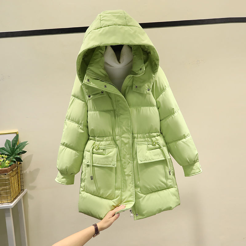 艾莱依冬季羽绒服女中长款2023新款冬季加厚收腰显瘦棉衣韩版时尚