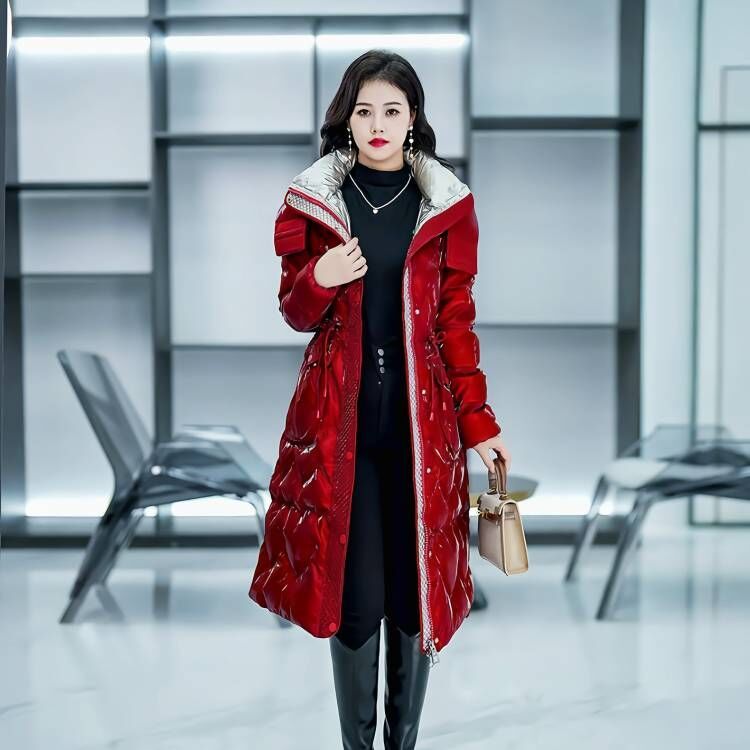 艾莱依今年爆款羽绒羽绒棉2022年冬装亮面炫彩修身收腰棉袄免洗中