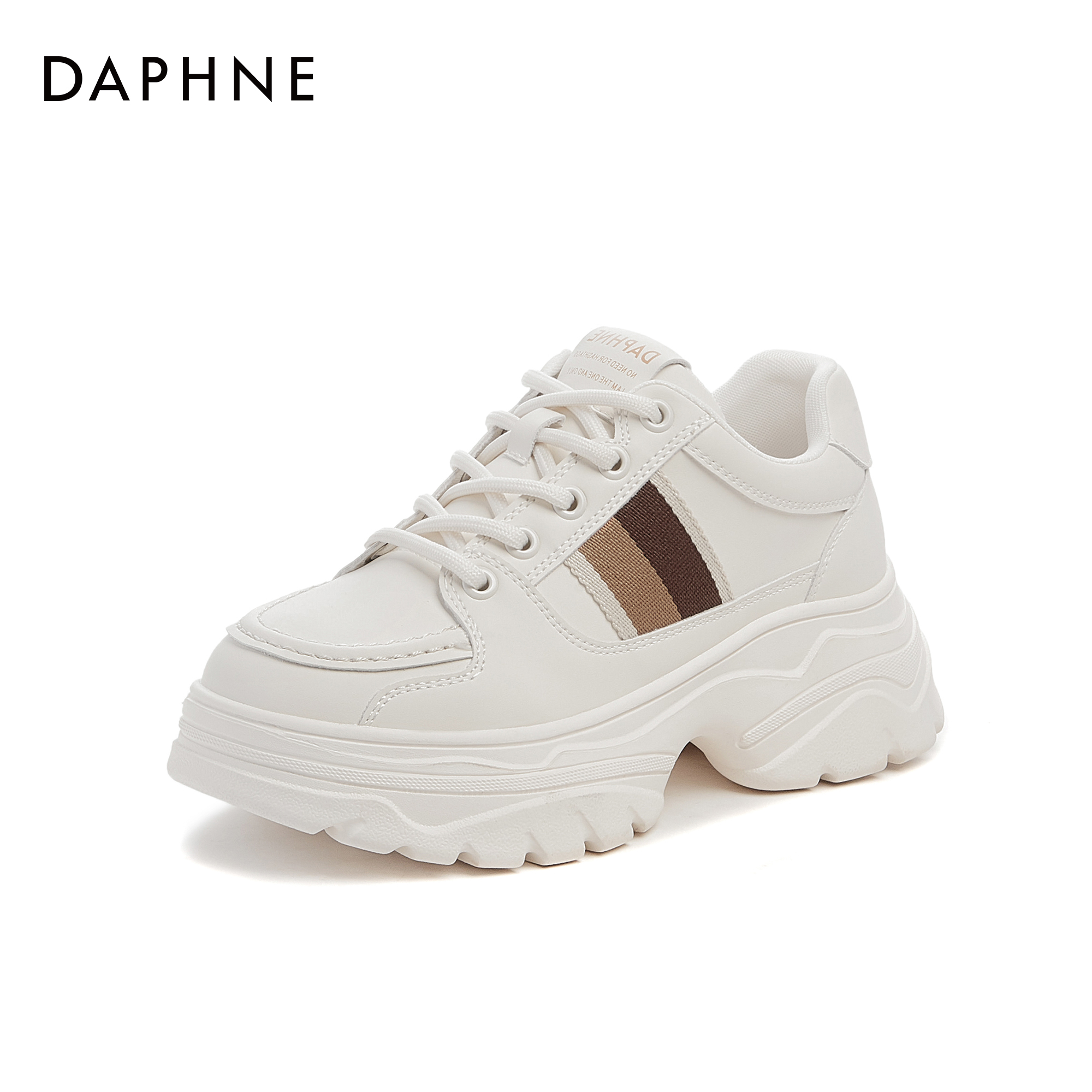 Daphne/达芙妮品牌2024新款百搭时尚女鞋ins系带圆头厚底休闲鞋X
