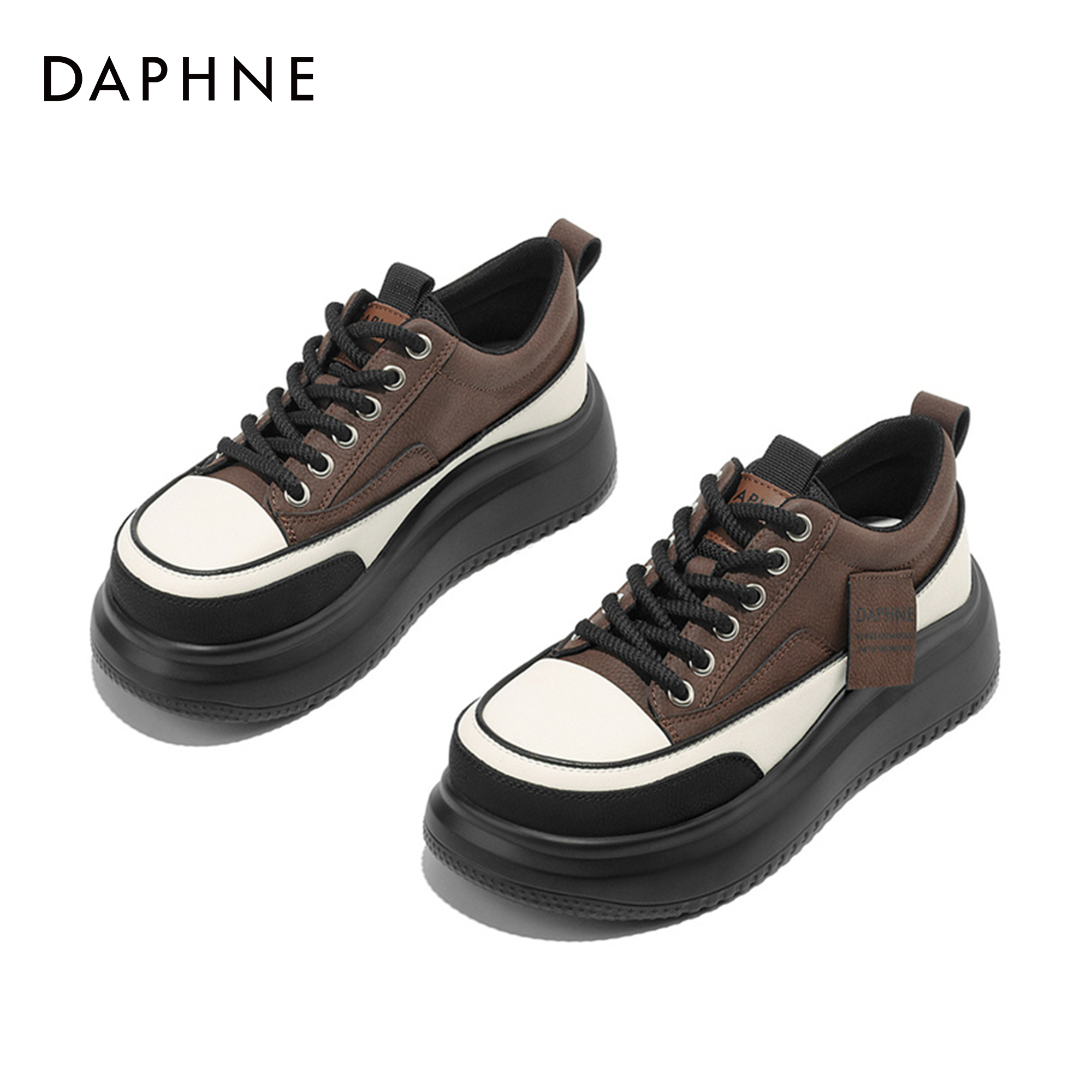 Daphne/达芙妮品牌百搭新款春秋休闲复古时尚低帮圆头系带鞋