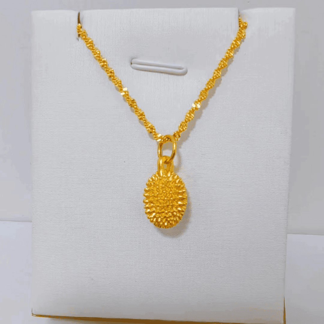 铜合金吊坠 水果榴莲项链 时尚百搭水波纹榴莲精美经典气质坠链