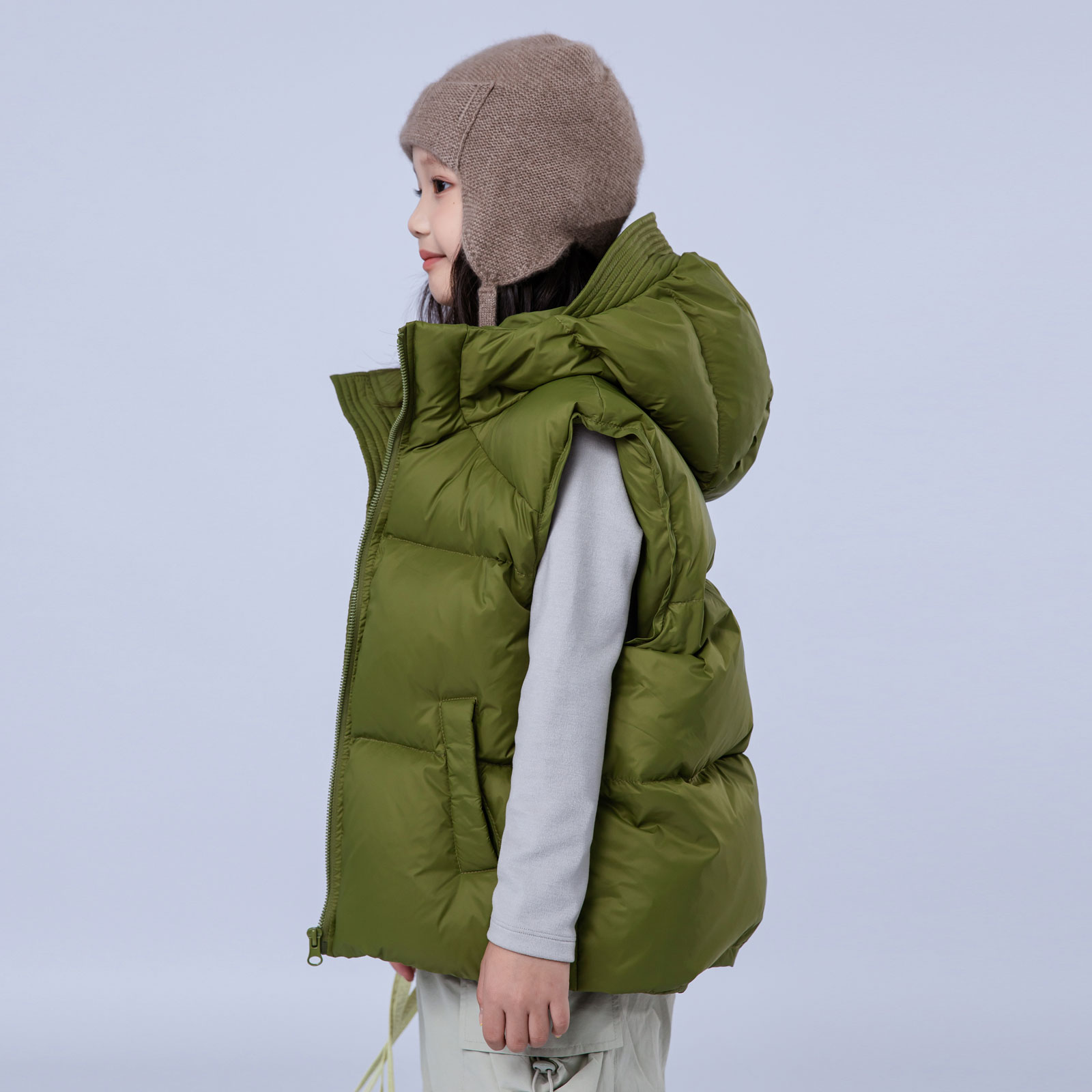 儿童羽绒马甲韩版新款男童女童中大童短款连帽坎肩白鸭绒加厚背心