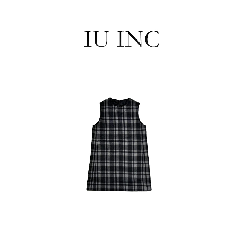 IU INC 格子裙系列 秋季新款连衣裙无袖百搭时尚款