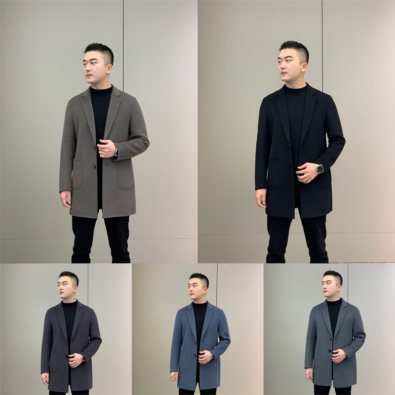 T&X/梯形男士中长款修身双面羊毛多色风衣大衣百搭外套（没有内胆）