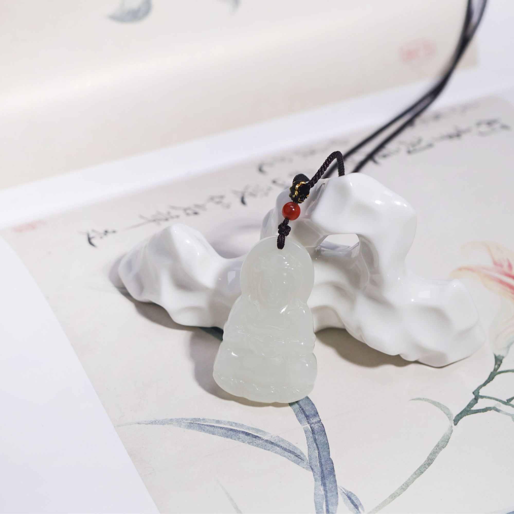 【天然和田玉】收藏级羊脂白玉精雕敬瓶观音挂件男士精美款气质轻奢