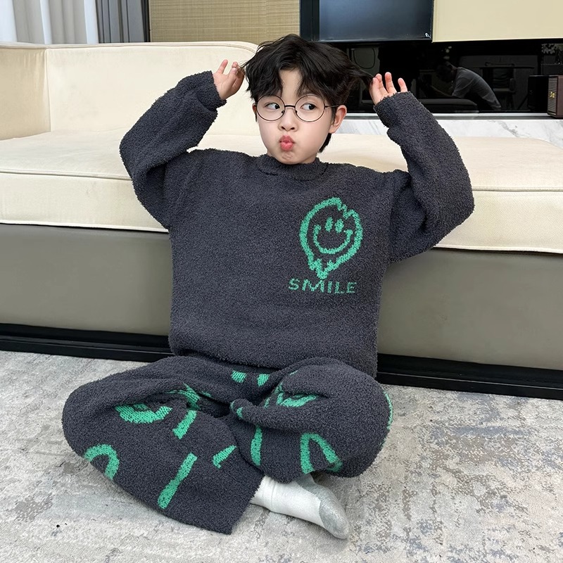 男童睡衣秋冬款套装2024新款儿童秋装德绒男孩家居服中大童秋季潮