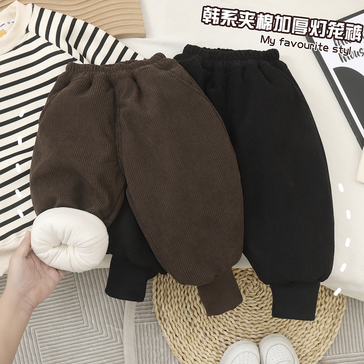 儿童棉裤一条过冬加厚夹棉韩系冬季男女灯笼裤保暖外穿休闲裤