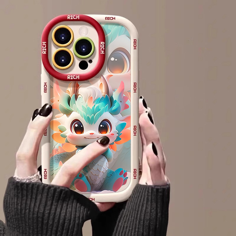 新年可爱麒麟龙宝14promax手机壳iphone15全包13pro硅胶12p软壳11