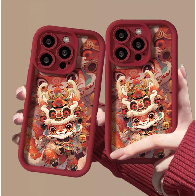 新年国风舞麒麟iphone15苹果手机壳14promax硅胶13pro网红12龙年X