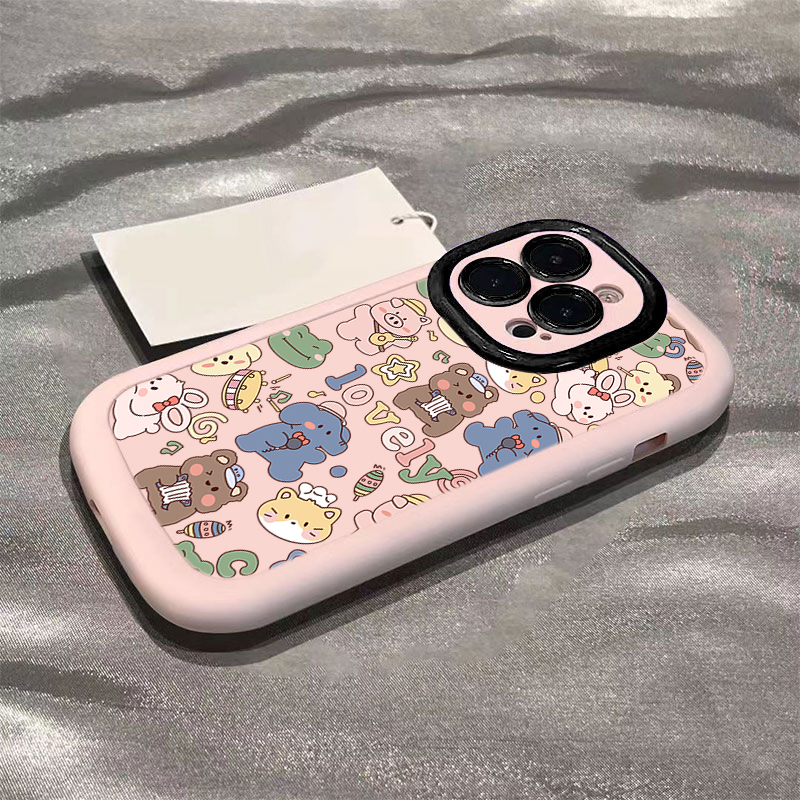 卡通动物派对苹果14promax手机壳iphone15全包13男pro硅胶12p女11
