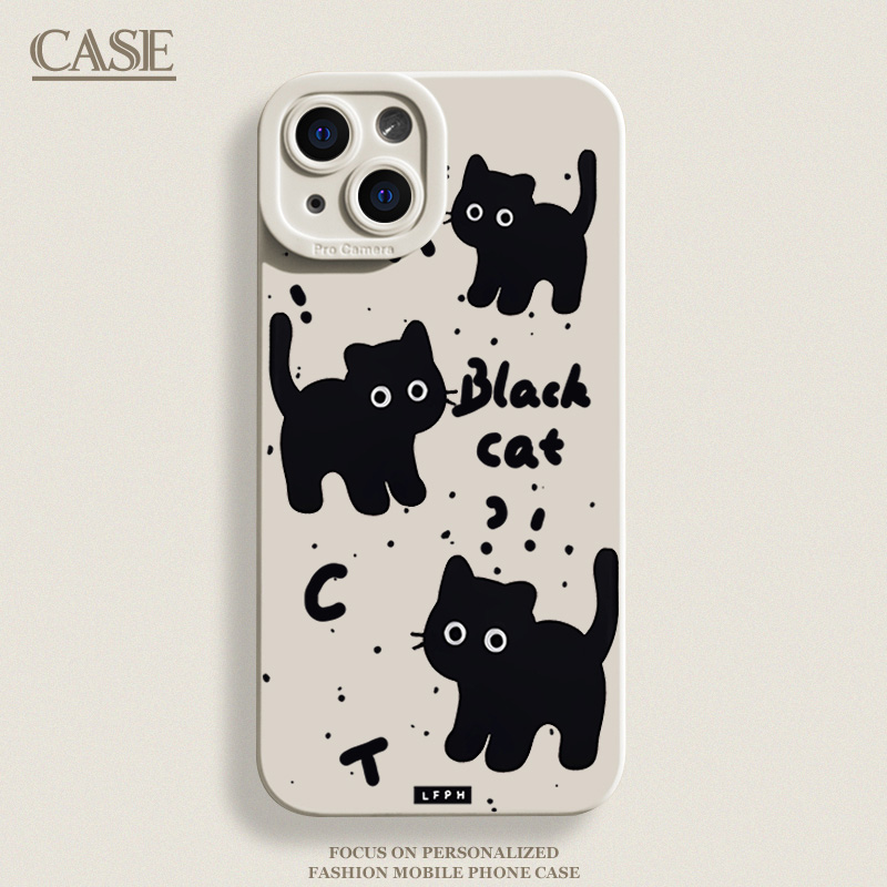 可爱萌萌黑猫iphone15苹果手机壳14promax硅胶13p全包12防摔11XS