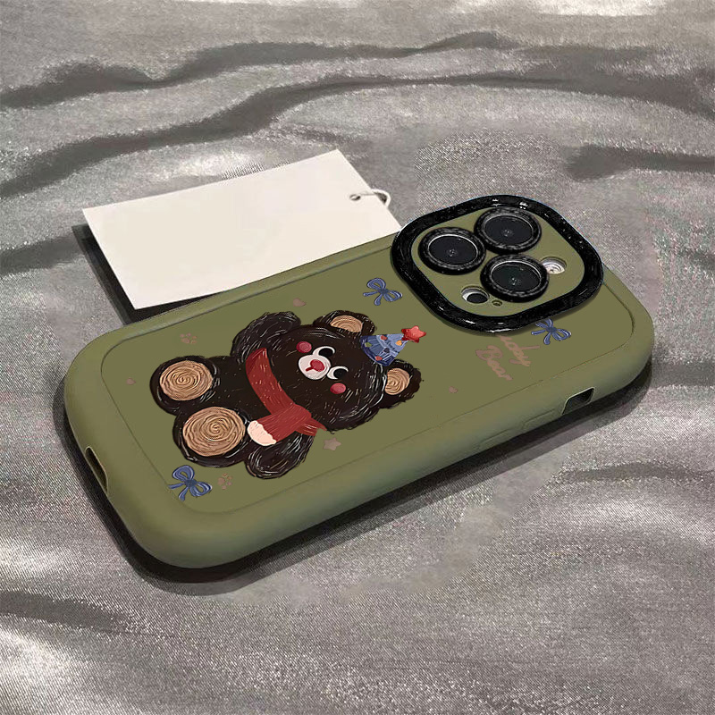 蝴蝶结毛绒小熊14promax手机壳iphone15全包13pro高级12pro软壳11