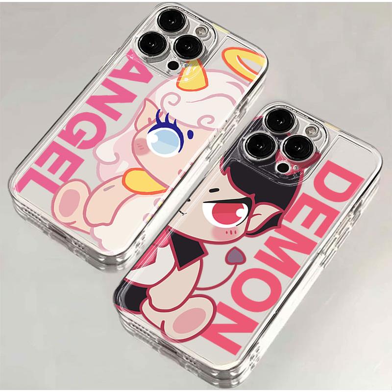 天使恶魔iphone15苹果手机壳14promax硅胶13pro透明12高级11全包X