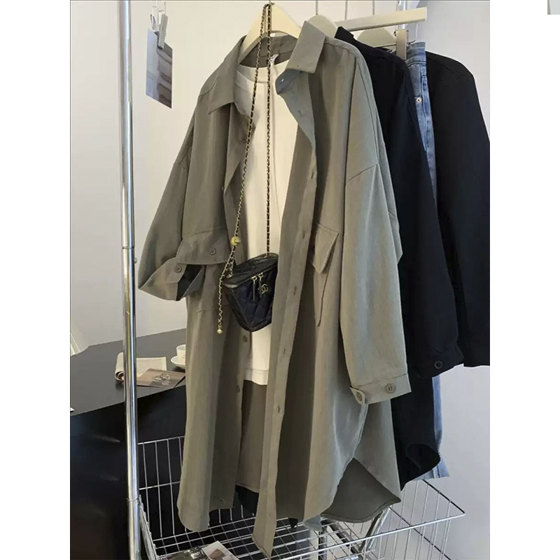 胖mm大码女装300斤中长款宽松长袖衬衫外套女春夏季新款防晒风衣