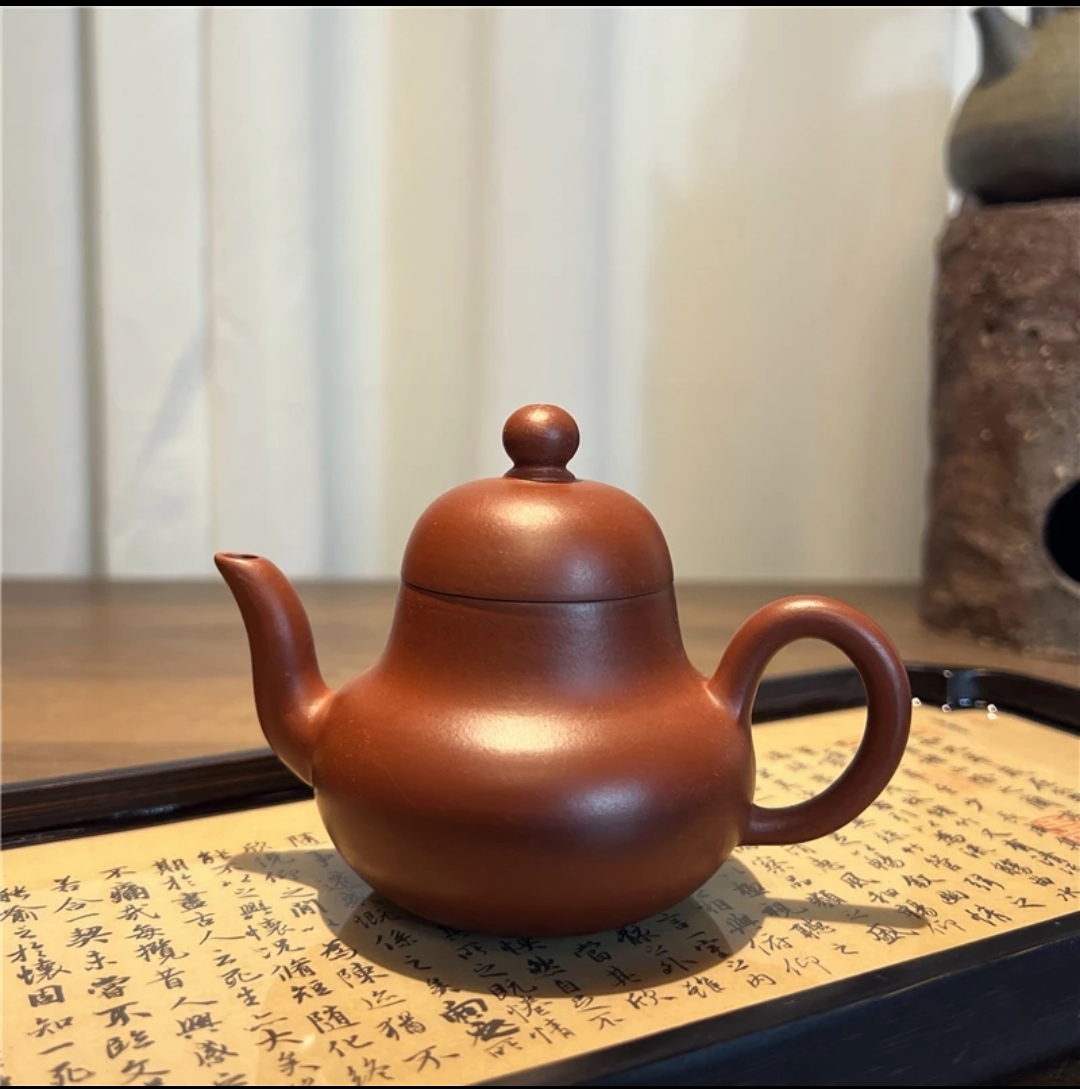 【大红袍思婷壶120cc】潮州原矿朱泥全手工手拉壶小容量紫砂壶