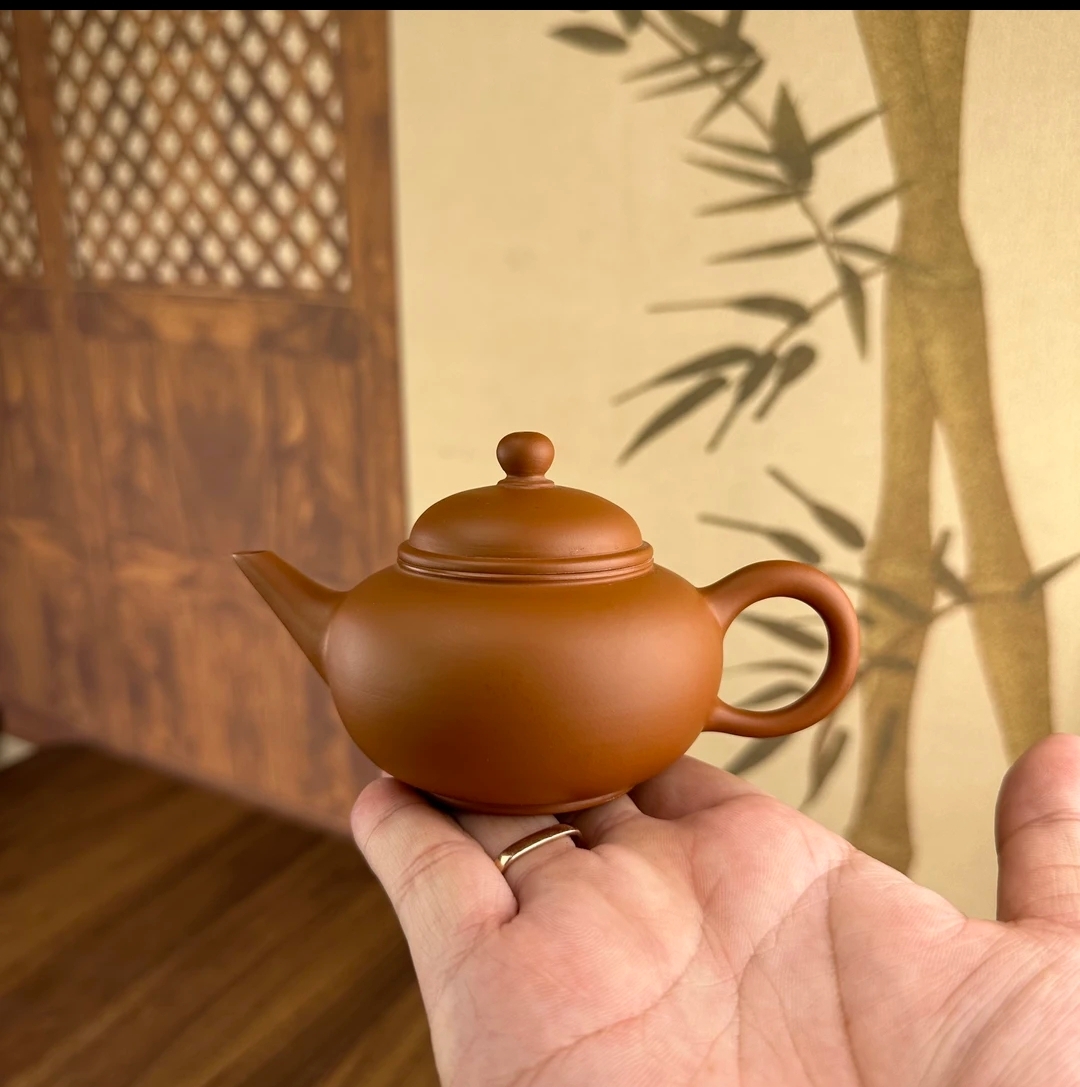 紫砂茶壶茶具潮州手拉壶薄胎鸡蛋黄水平壶工夫茶茶壶130cc