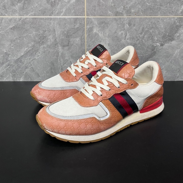 90新 GUCCI/古驰 41码 古驰 运动鞋 白粉 无盒 橙色可以 奢鞋