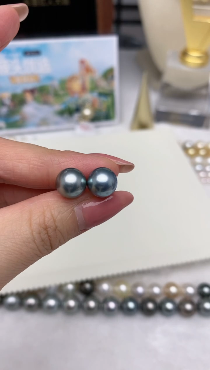 【闪购商品】海水珍珠耳饰18K金镶嵌15  9-10mm 多样性发货发一个