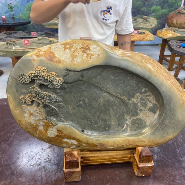 手工雕刻茶盘尺寸：53.32.6