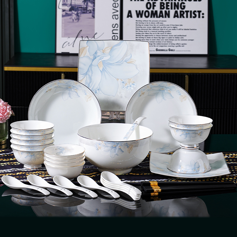 句途静远时光34件骨瓷餐具礼盒套装