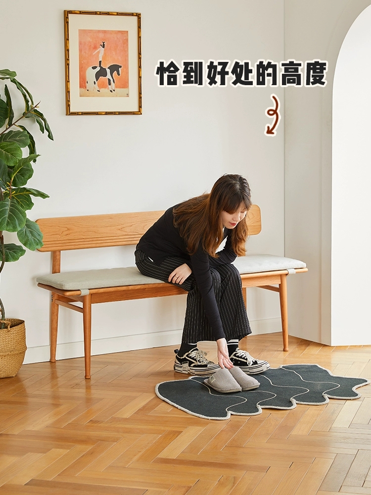 长椅餐椅北欧樱桃木实木椅长凳带靠背长条凳椅子换鞋凳