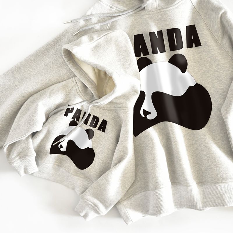 秋装新款长袖厚棉T 卡通熊猫子装套头休闲上衣一家三口母子母女