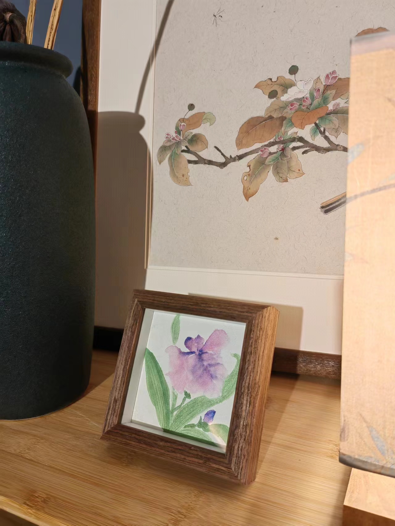 蓝蝴蝶-鸢尾花 美院老师手绘作品