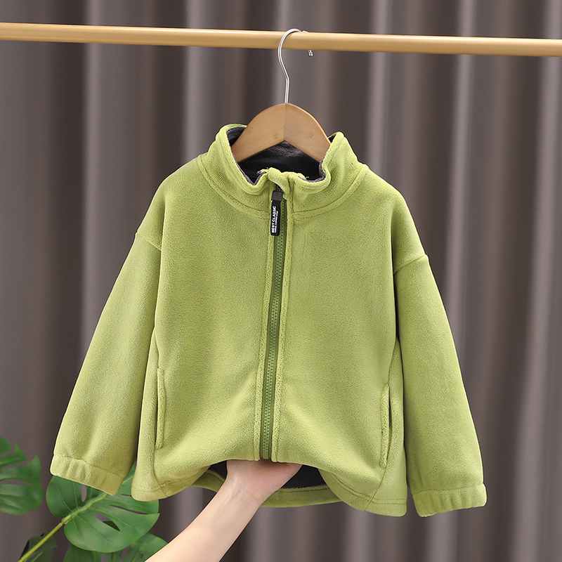 男童冬季外套秋冬装新款加绒加厚儿童上衣小童童装宝宝摇粒绒开衫