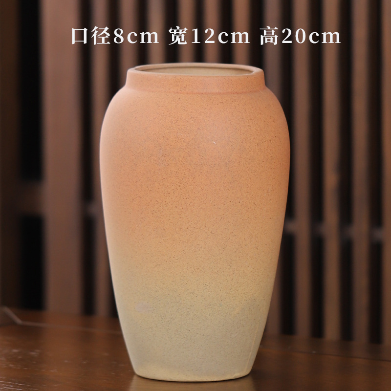 大口径花器素烧陶瓷水培花瓶摆件陶罐复古民宿干鲜花现代简约陶罐