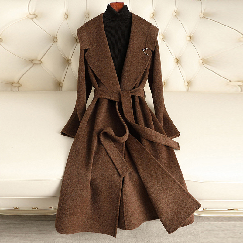 YIRAN/奕冉双面羊毛大衣女中长款高级感时尚气质毛呢外套秋冬