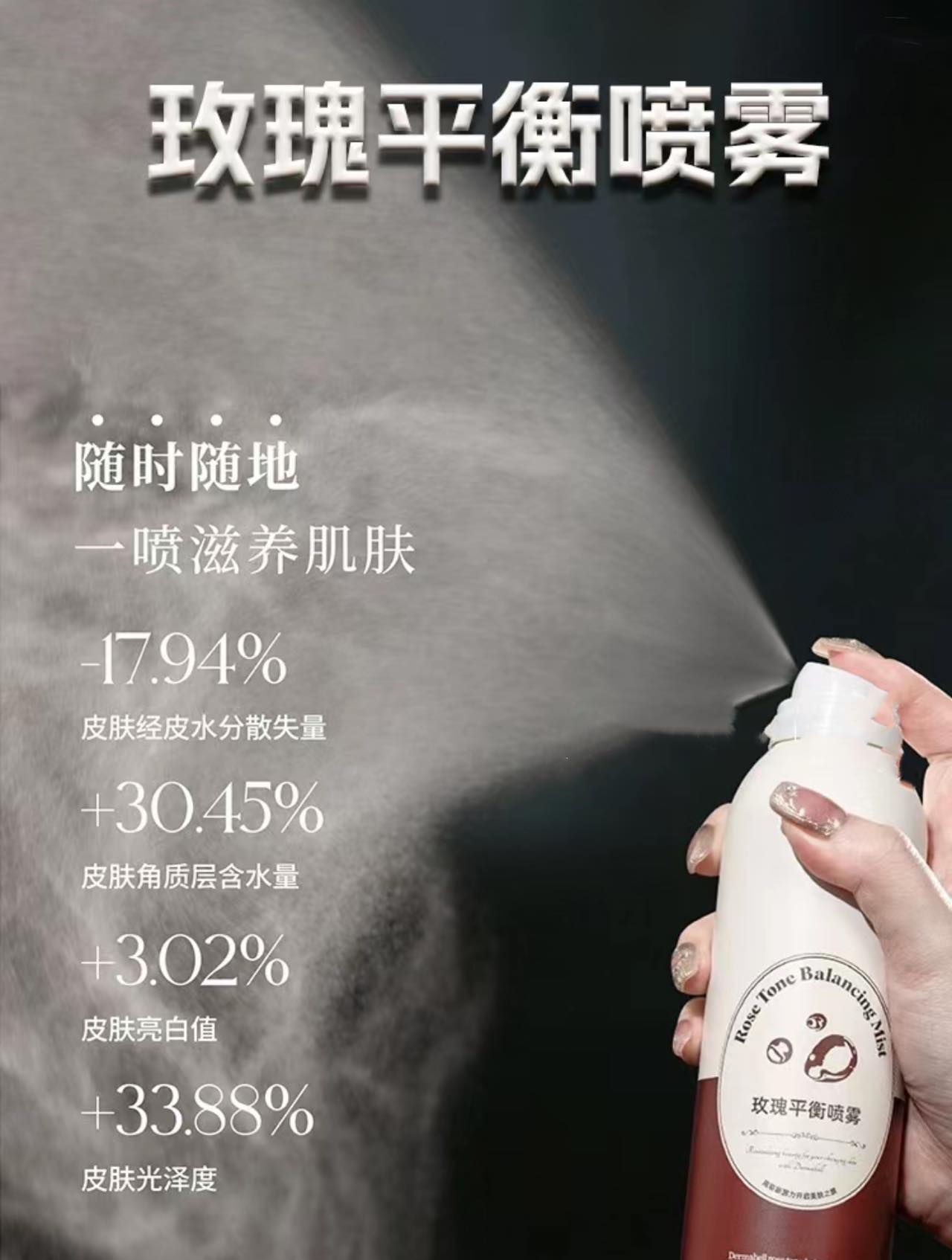 巨补水！水雾巨细腻！肌肤的移动小水库！玫瑰提亮补水喷雾