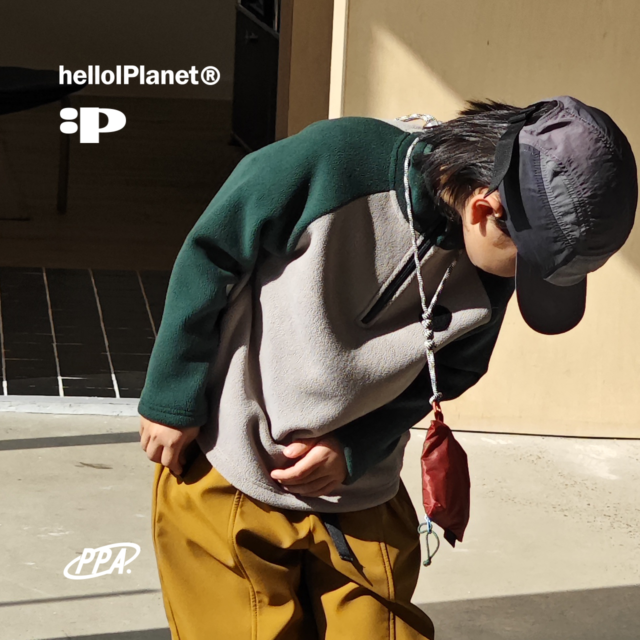 ppapa 摇粒绒撞色玩味可变换魔术贴套头针织儿童保暖长袖 813472