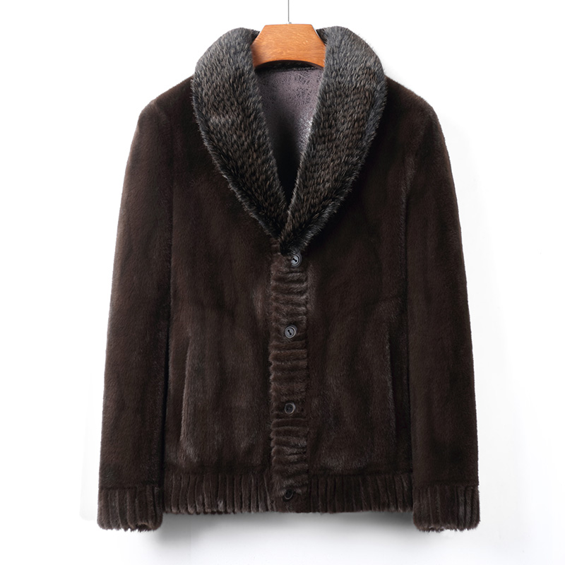 海宁男士秋冬新款西装领夹克外套时尚休闲长袖加厚西装毛领XF