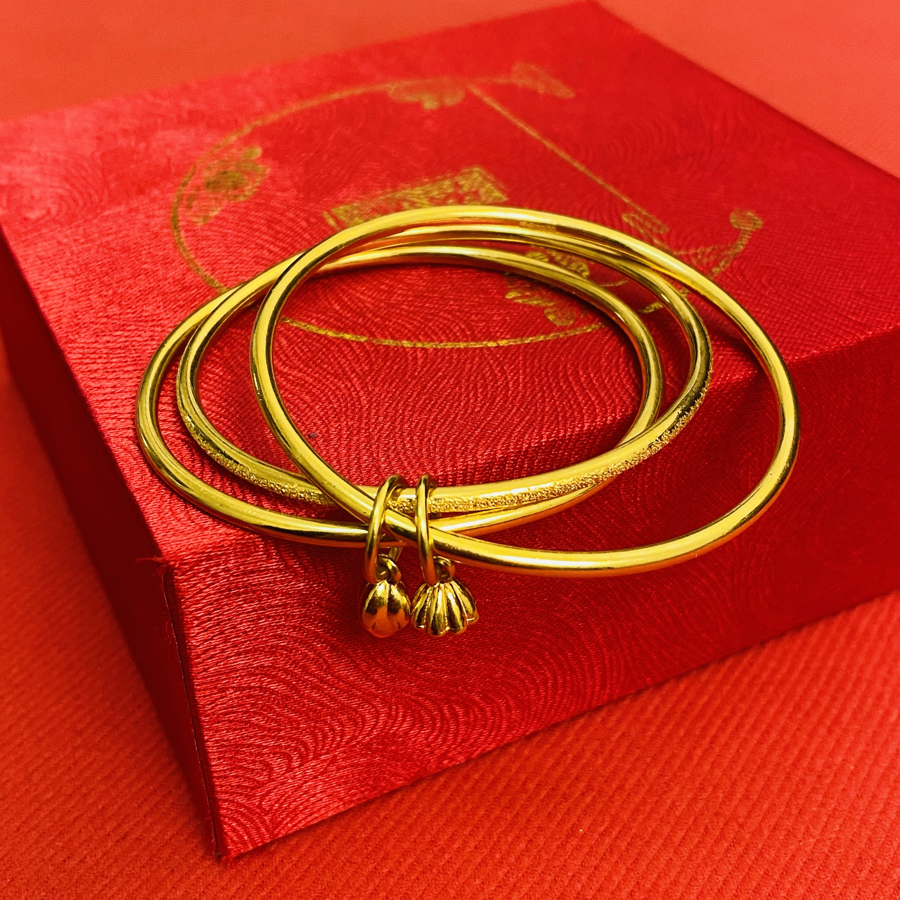 足银手镯 金包999足银三生三世手镯女两世欢莲蓬好事连连百搭时尚