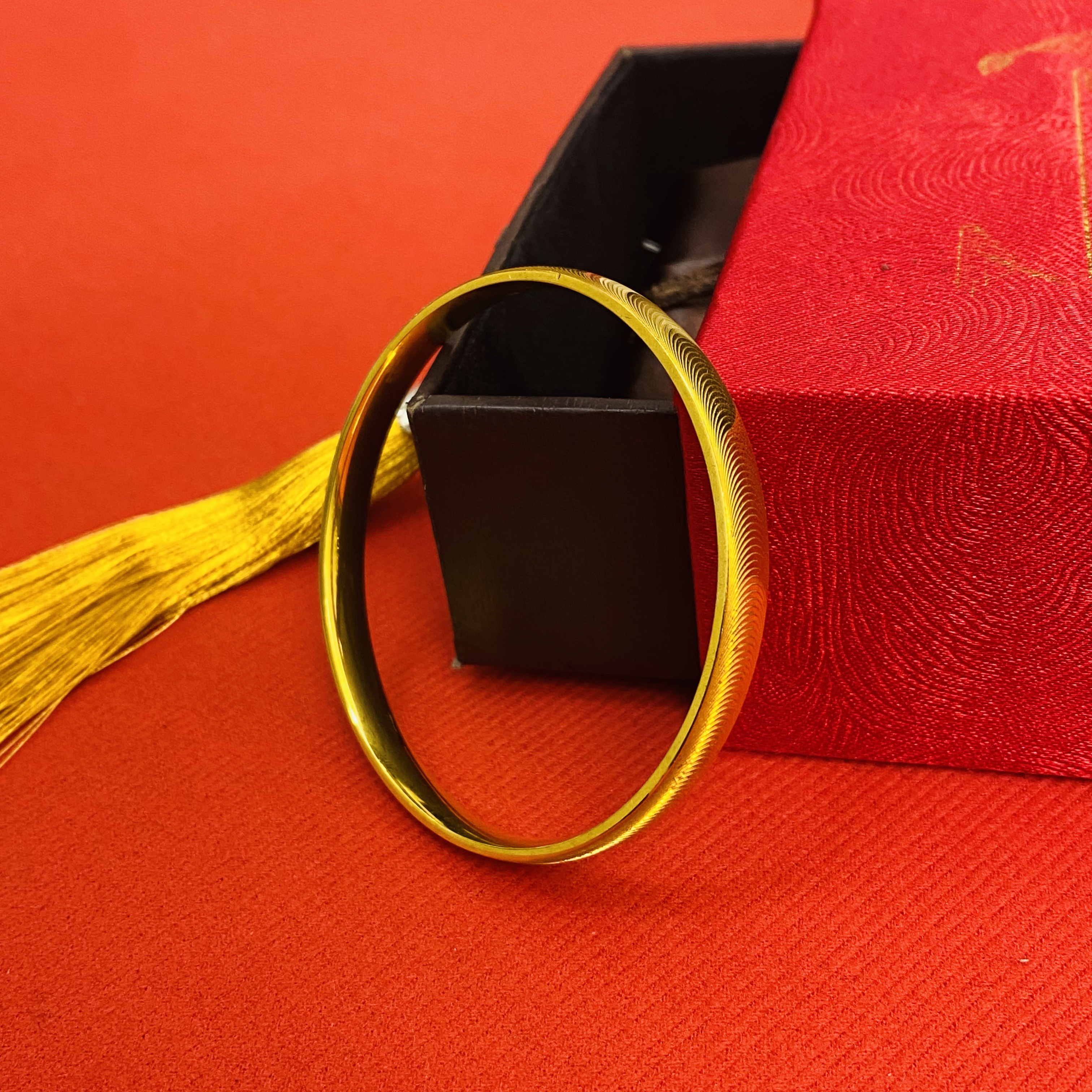 足银手镯 金包999足银手镯女猫眼镯子经典简约实心时尚送女友长辈