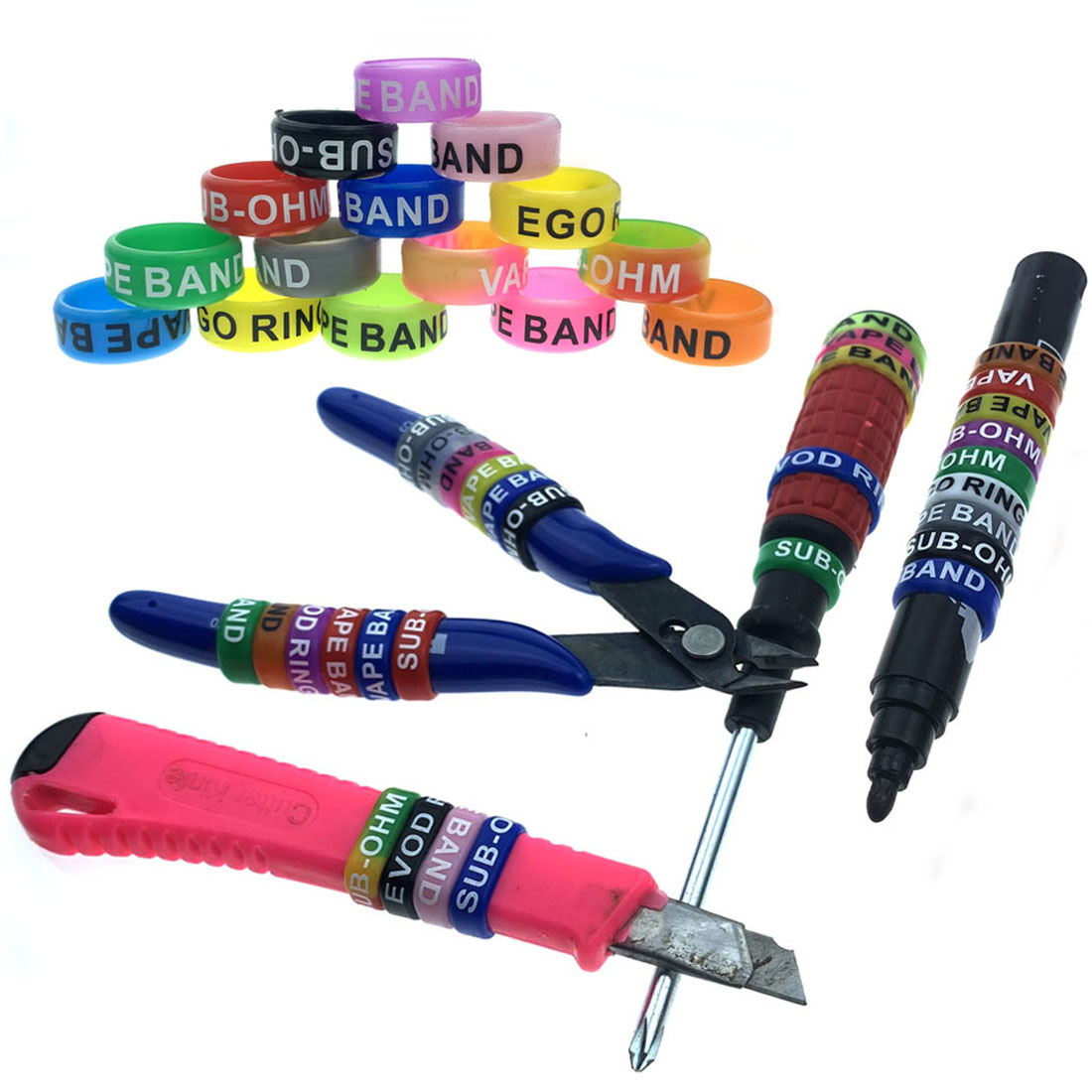 逼格圈硅胶防滑装饰环适用小鱼竿电子杆蝴蝶工具刀弹弓彩笔记号圈