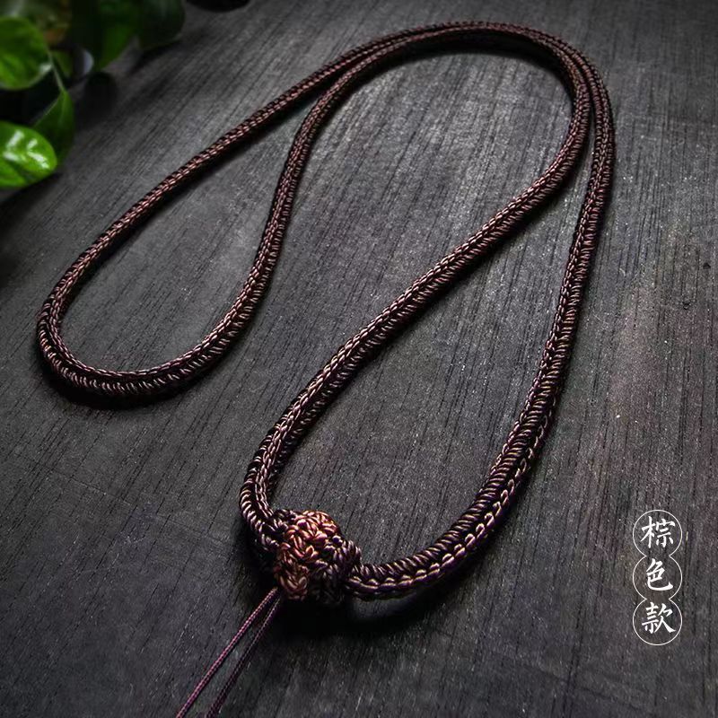 布艺吊坠手工编织制作绳结吊坠绳子挂脖绳男女耐磨粗绳项链绳黑色