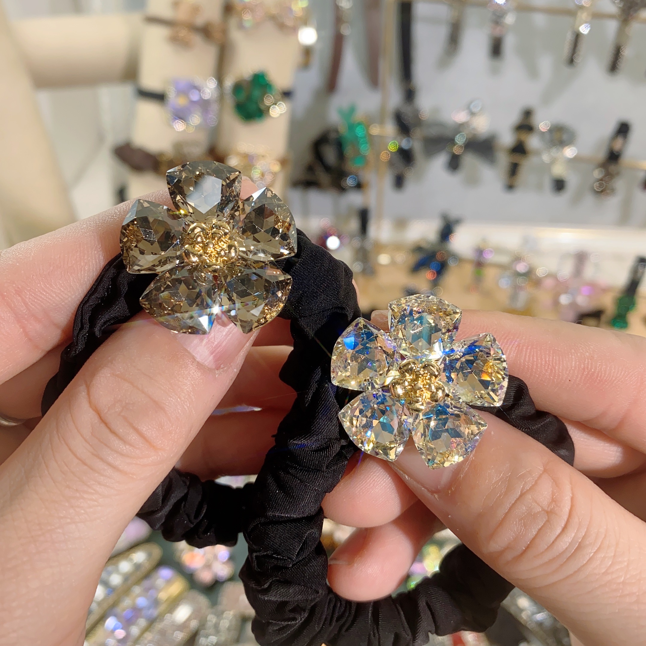 S0083-新款-高定-韩版-水晶花-发圈-发绳-