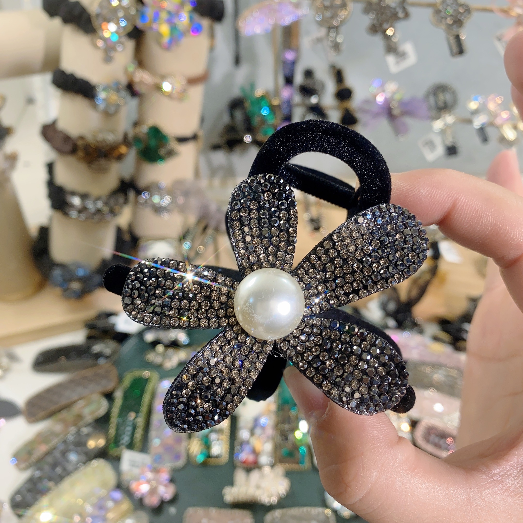 Y0097-新款-2024-韩版-满钻-大花-鸭嘴夹