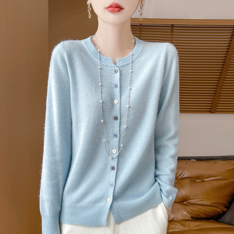 毛衣长袖针织百搭宽松圆领秋冬春秋显瘦气质短款时尚打底薄款