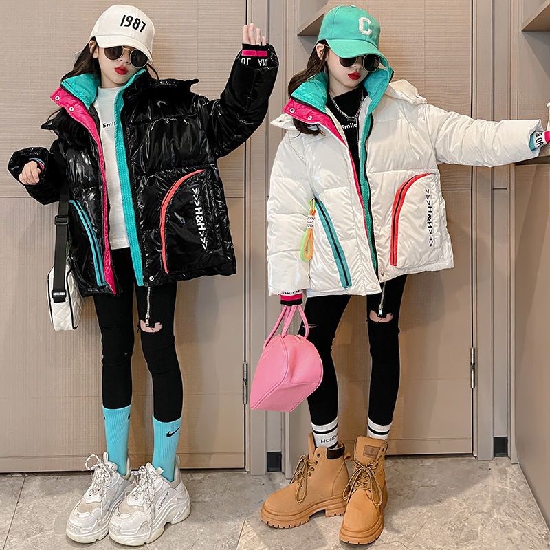 哆哆童装女童服冬装女孩洋气中大童冬季袄儿童短款款加厚衣外套
