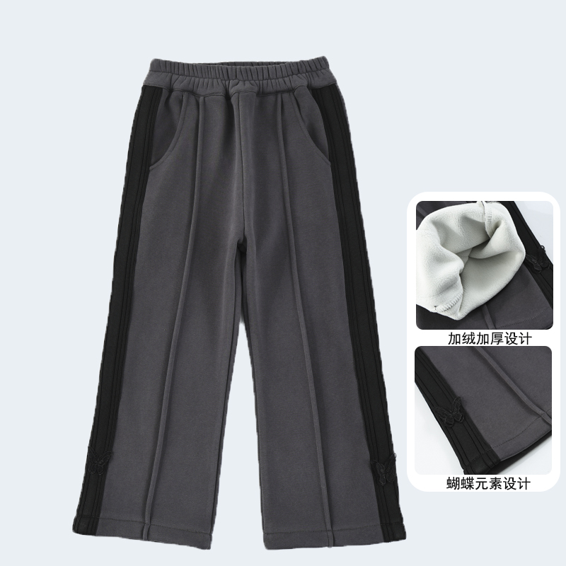 滴滴巴巴童装 女童加绒加厚蝴蝶喇叭裤儿童洋气保暖长裤冬DI040