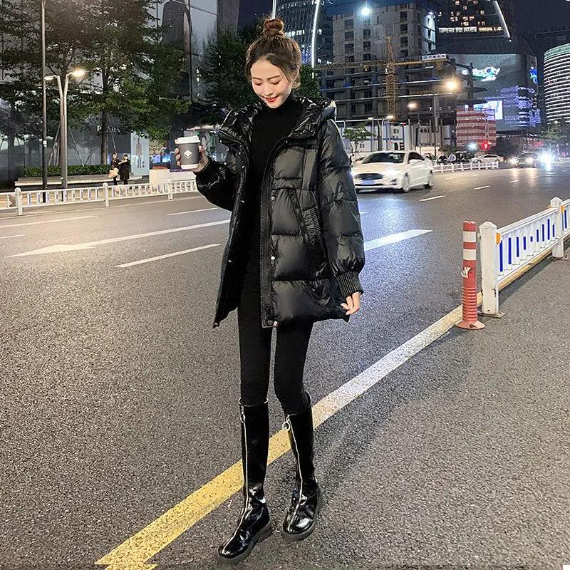 冬季大码羽绒服200斤显瘦亮面免洗2023年新款女冬羽绒服胖mm韩