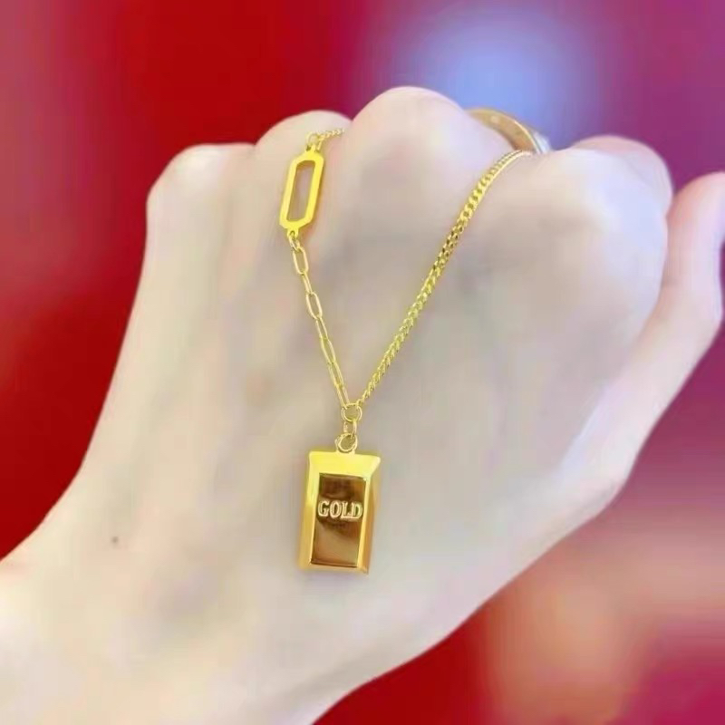 5G工艺足金999暴富小金砖套链复古个性设计感轻奢
